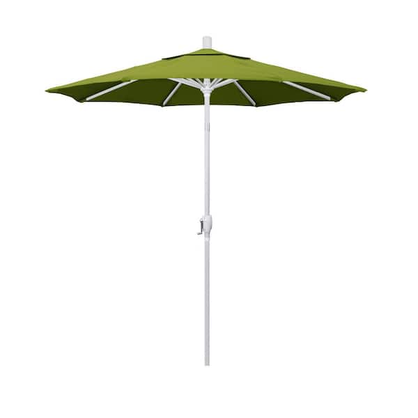 California Umbrella 7.5 ft. Matte White Aluminum Market Push Tilt Patio Umbrella in Kiwi Olefin
