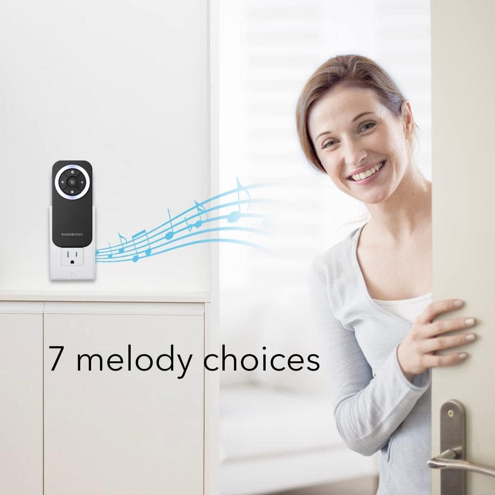 Black Wireless Smart Doorbell Chime with LED Light