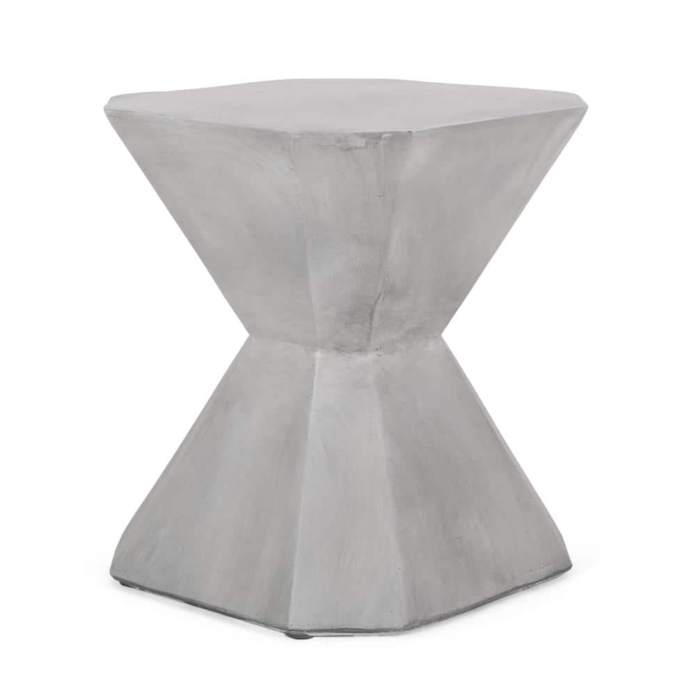 Gray Geometric Concrete Outdoor End Table