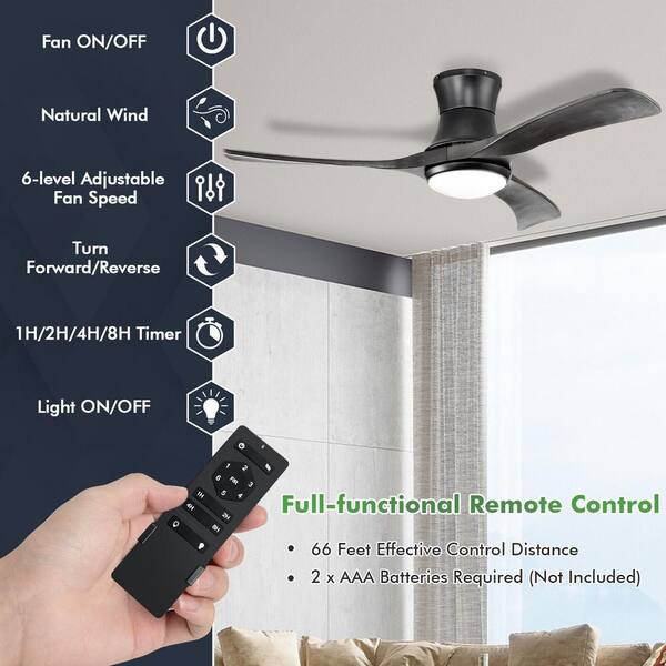 FORCLOVER 52 in. Indoor Black Flush Mount Ceiling Fan with