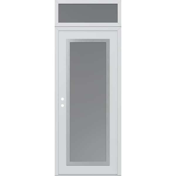 C1 36 in. x 96 in. Silver P Right-Hand/Inswing Frosted Glass White/White Transom Steel Prehung Front Door