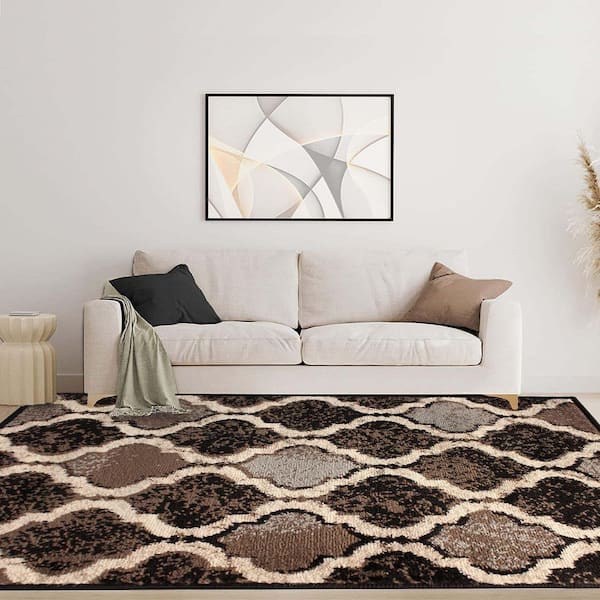 Viking Chocolate 8 ft. x 10 ft. Rectangle Geometric, Trellis Polypropylene Area Rug