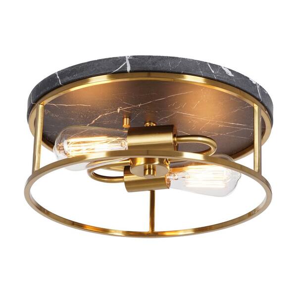 black and brass flush mount