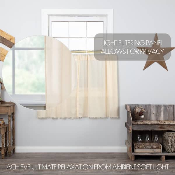 vhc tobacco cloth curtains Tobacco Cloth Natural Tier Fringed Set of 2