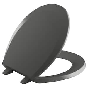 Lustra Round Closed-Front Toilet Seat with Q2 Advantage in Thunder Grey