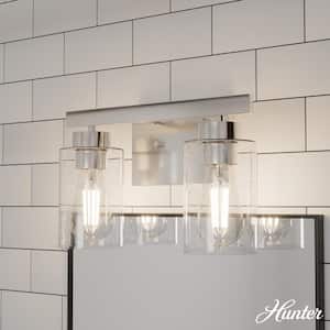 Hartland 13 in. 2-Light Brushed Nickel Vanity Light with Clear Seeded Glass Shades