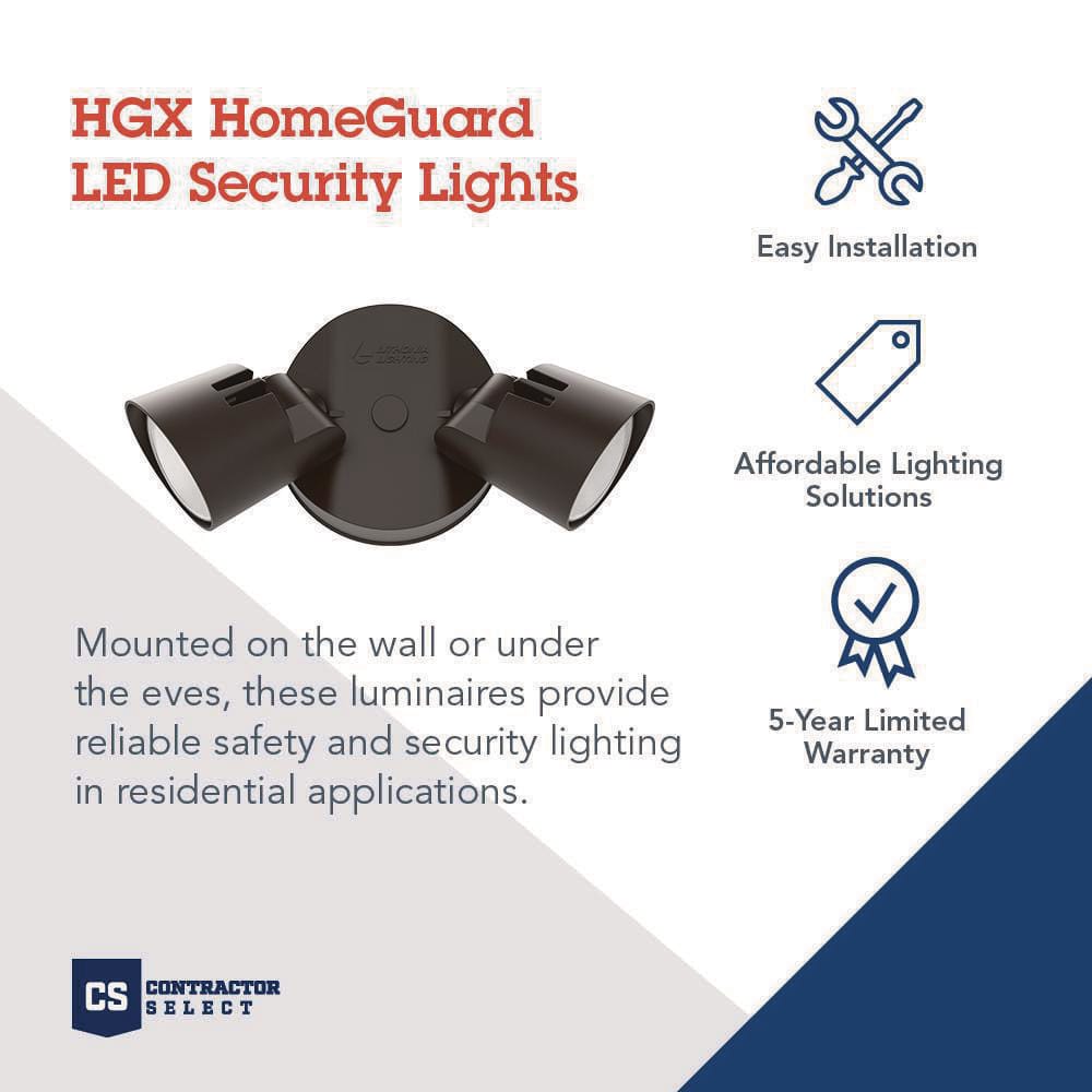 Dark Bronze Dual Head LED Outdoor Security Flood Light
