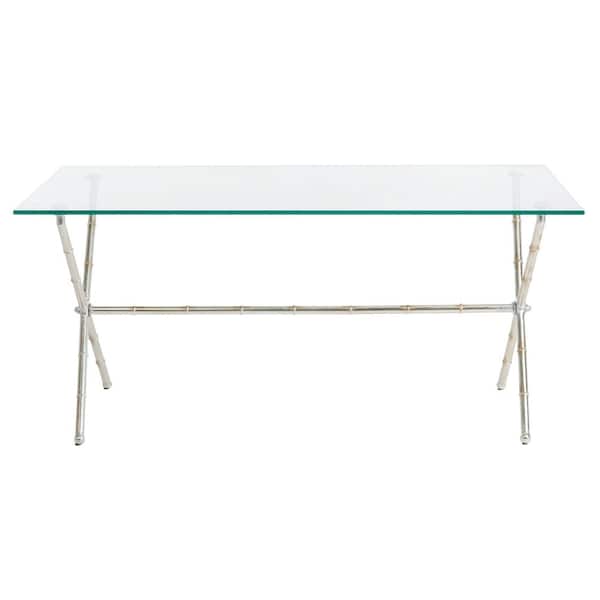 SAFAVIEH Brogen 38 in. Glass/Silver Coffee Table