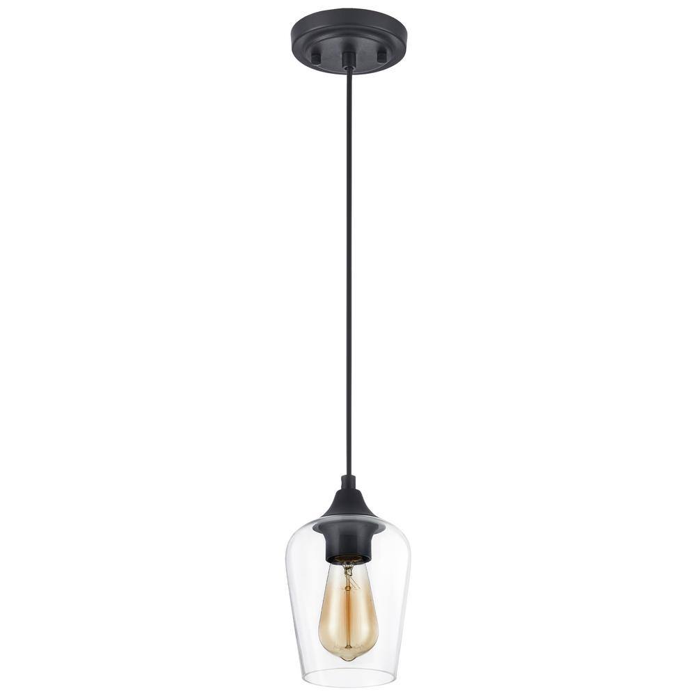 Matte Black Nickel Mini Drum Pendant with Adjustable Glass Shade