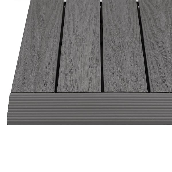 NewTechWood 1/6 ft. x 1 ft. Quick Deck Composite Deck Tile Straight Fascia in Argentinian Silver Gray (4-Pieces/Box)