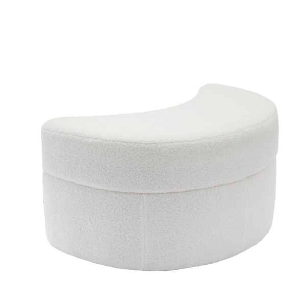 Uixe Modern Ivory Boucle Polyester Half Crescent Moon Storage Ottoman (Set of 1)