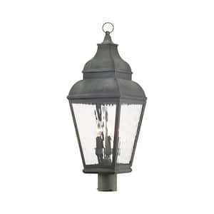 Millstone 28 in. 3-Light Charcoal Cast Brass Hardwired Outdoor Rust Resistant Post Light with No Bulbs Included