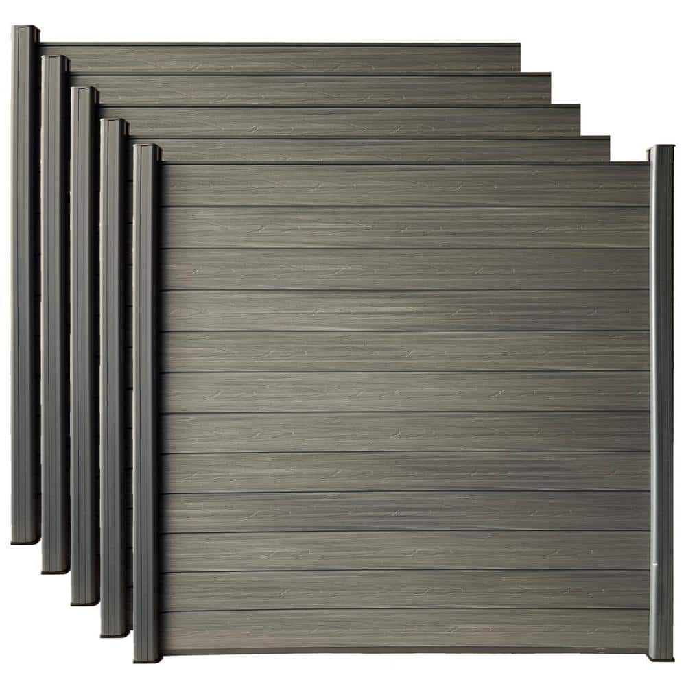 Complete Kit 6 ft. x 6 ft. Wood Grain Castle Gray WPC Composite Fence Panel