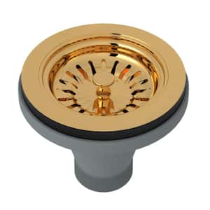 5 in. Basket Strainer with Pull Knob in Italian Brass