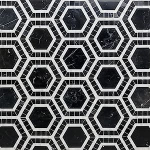 Zeta Nero 10-3/4 in. x 12-1/4 in. Polished Marble Mosaic Tile (0.91 sq. ft./ sheet)