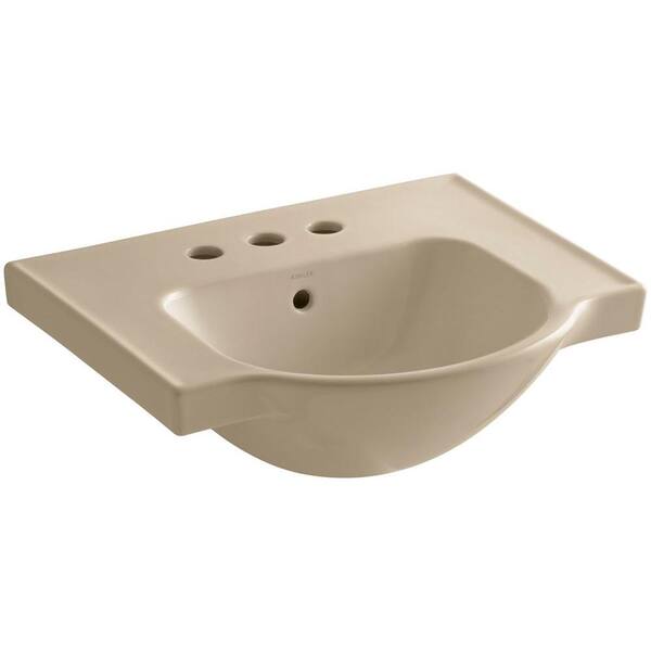 KOHLER Veer 21 in. Vitreous China Pedestal Sink Basin in Mexican Sand