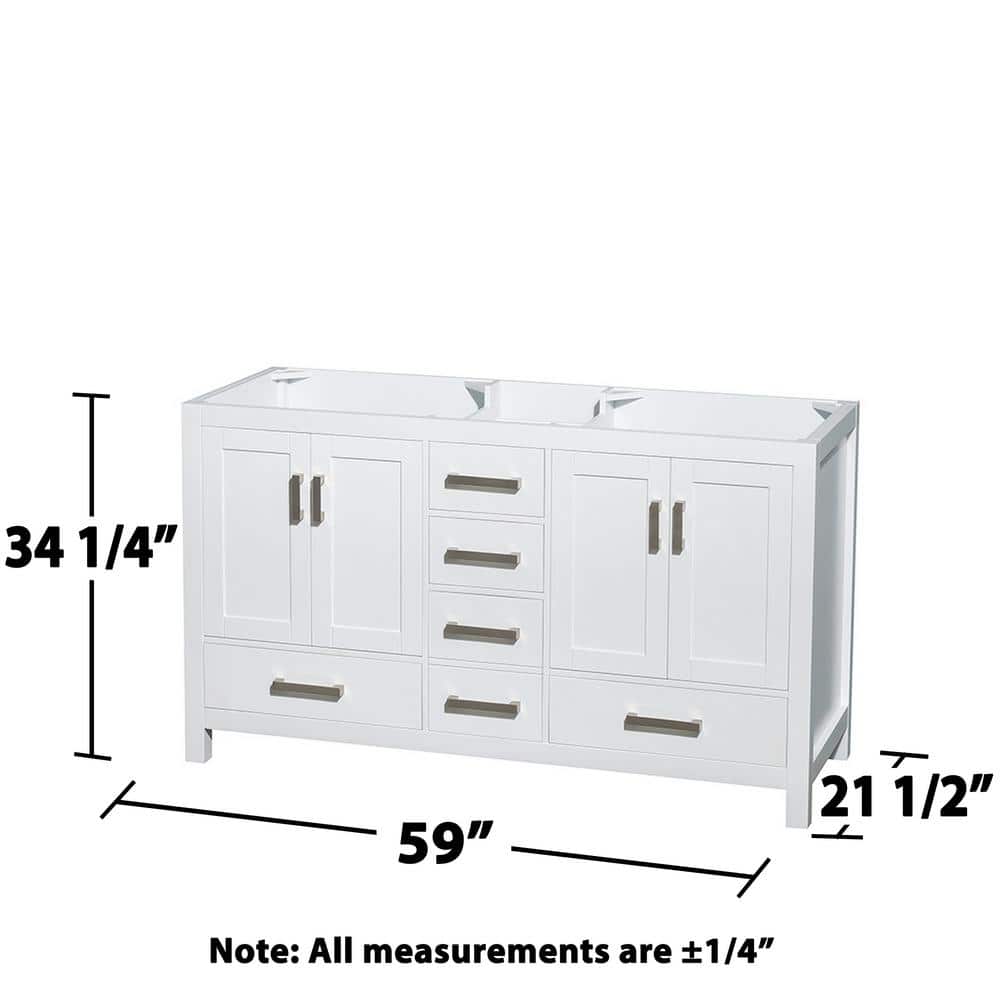 White Freestanding Double Vanity with Brushed Chrome Trim