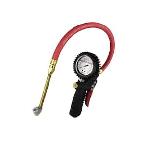 Pro Analog Pistol Grip Inflator Gauge with Dual Head Chuck and 15 in. Hose