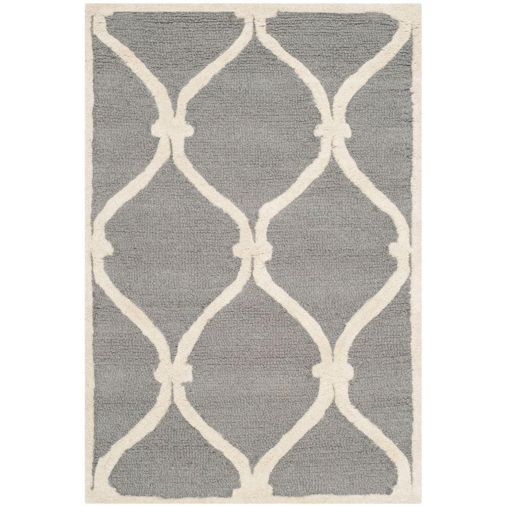 Cambridge Dark Grey/Ivory Geometric Wool 2' x 3' Area Rug