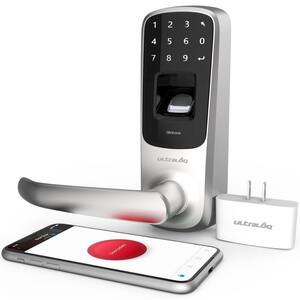 2nd Gen Bluetooth Enabled Fingerprint and Touchscreen Smart Door Lock + Bridge WiFi Adaptor in Satin Nickel