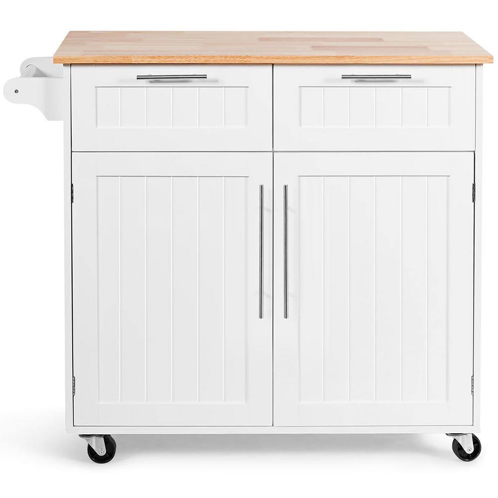 White Kitchen Cart with Cabinet - thumbnail 8