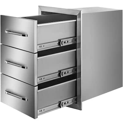30"x17" BBQ Stainless Steel Triple Drawers Drawer Tracks Access  Outdoor Kitchen