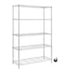 HDX 5-Tier Steel Wire Shelving Unit with Casters in Chrome (48 in. W x ...