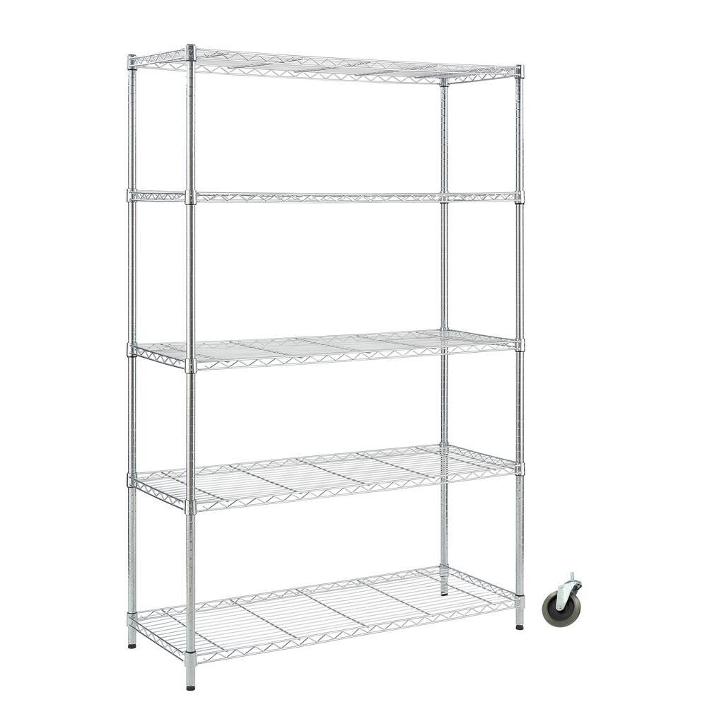 thumbnail image 2 of Adjustable Wire Metal Shelving Rack – 3/5 Tier, 65″ Tall With Wheels – Storage Unit 2 of 3