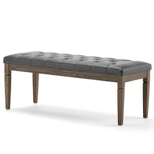 Waverly 48 in. Traditional Ottoman Bench in Slate Grey Faux Leather
