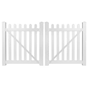 Chelsea 10 ft. W x 3 ft. H White Vinyl Picket Fence Double Gate Kit Includes Gate Hardware