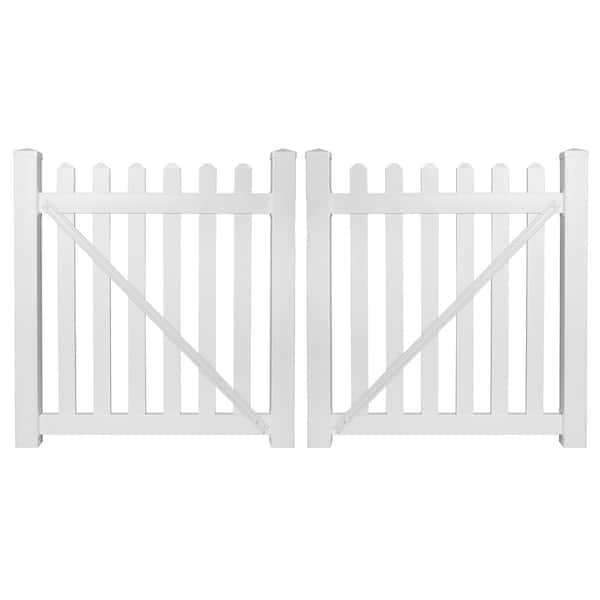 Weatherables Chelsea 8 ft. W x 4 ft. H White Vinyl Picket Fence Double Gate Kit