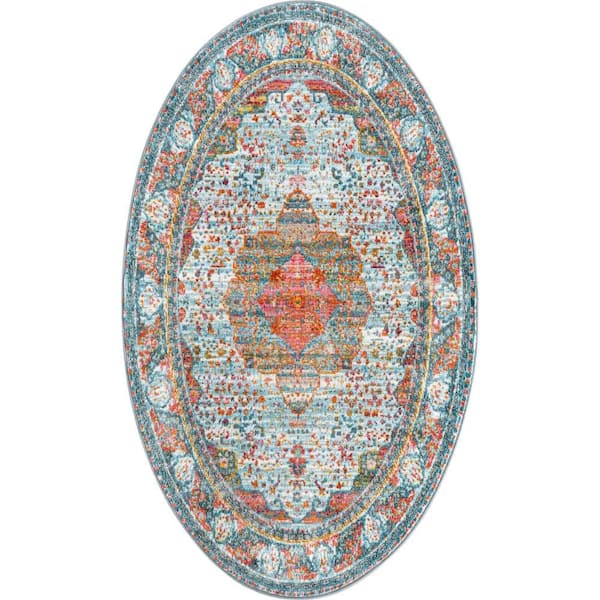 Unique Loom Baracoa Malecon Light Blue 3' 3 x 5' 3 Area Rug