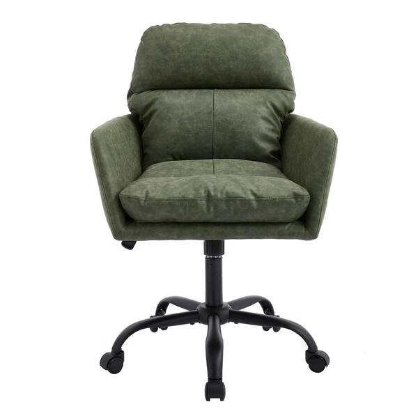 PU Leather Adjustable Height Ergonomic Office Chair in Green with