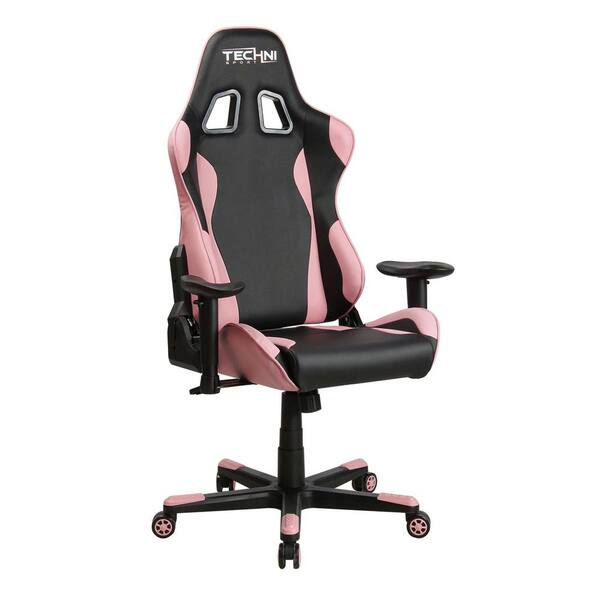 J&E Home Pink Memory Foam Seat Gaming Chair with Adjustable Arms