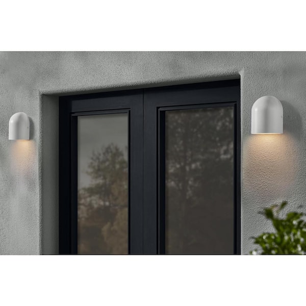 Jasper 5.5 in. White Hardwired Outdoor Wall Lantern Sconce with Integrated LED (2-Pack)