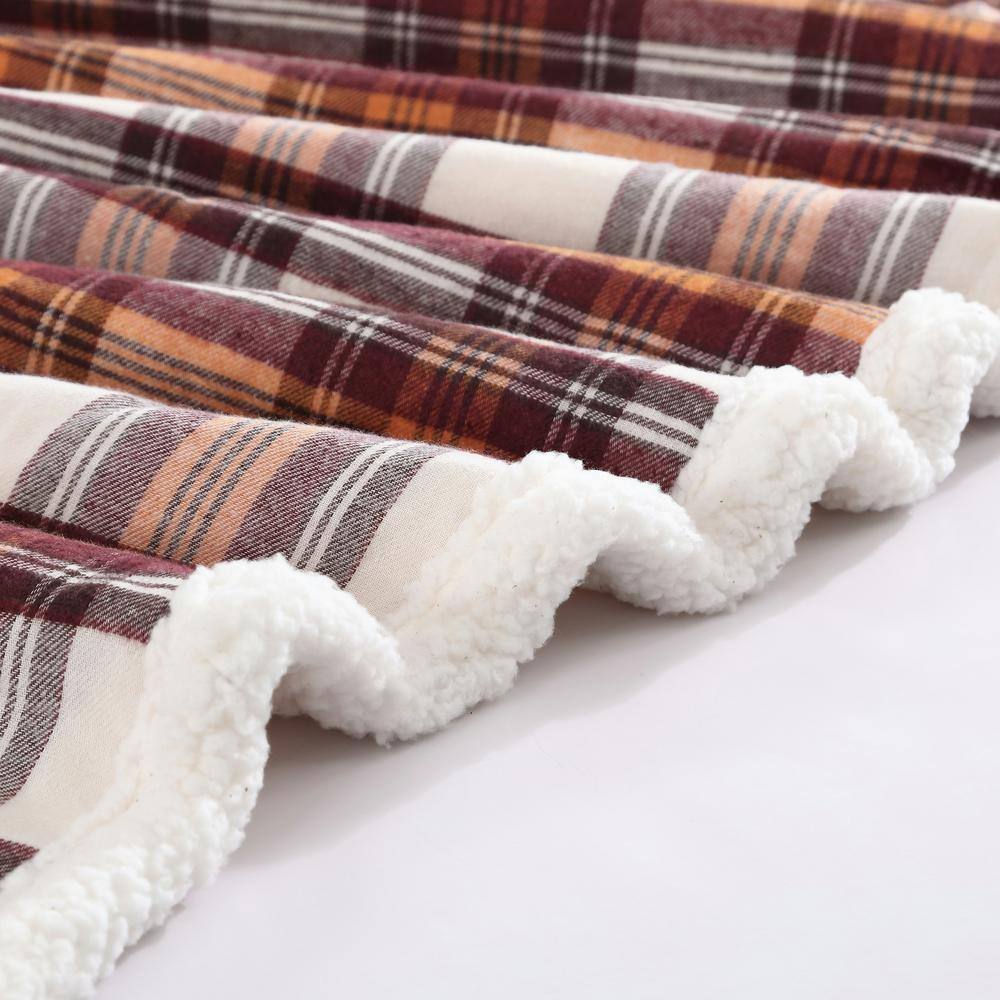 Cozy Cabin 50"x60" Red Plaid Sherpa Fleece Reversible Throw