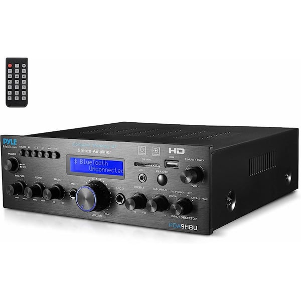 PYLE Desktop Stereo Pre-amplifier, Built-in USB Playback, with & Radio Antenna, BT/FM/Optical/COAXIAL/HDMI & Dual 10 Band EQ