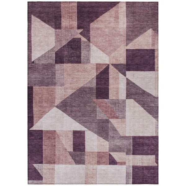 Chantille Machine Washable Indoor/Outdoor Abstract ACN2365 Eggplant 8 ft. x 10 ft. Area Rug