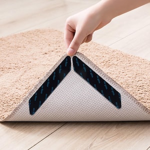 16 pieces Rug Grippers Rug Pad No Curl Corners or Side Bunch Rugs Gripper Hold Carpet in Place Black