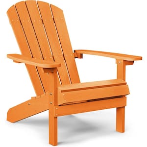 Classic Orange Plastic Outdoor Patio Adirondack Chair