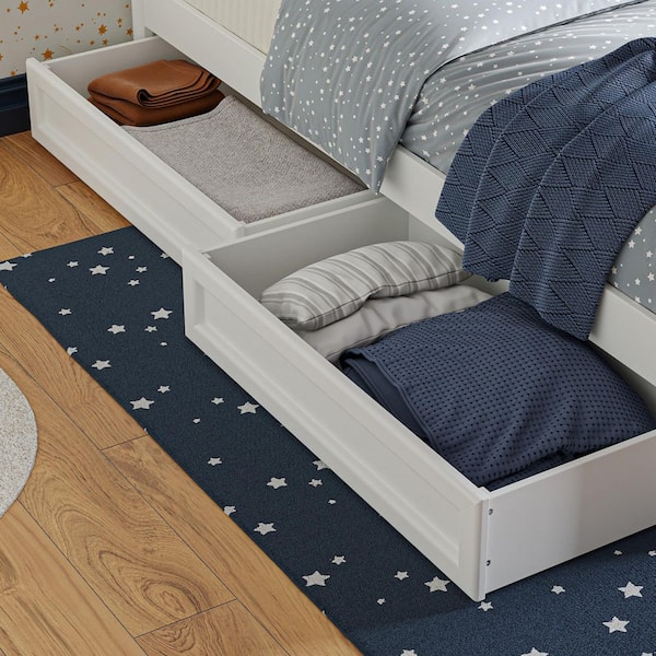 AFI White Mid-Century Modern Solid Wood Twin-Full Under Bed