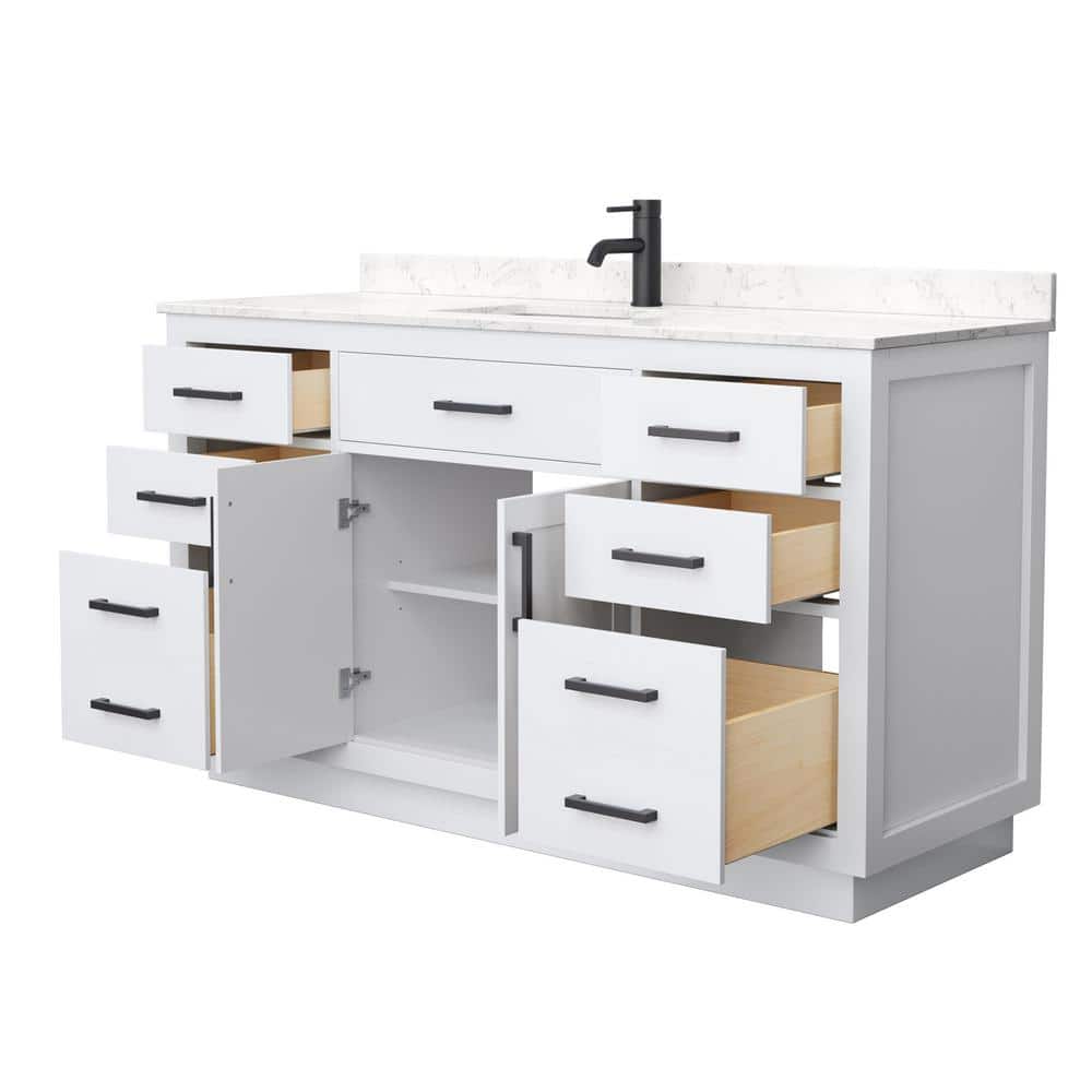 Beckett 60'' White Single Bathroom Vanity with Cultured Marble Top