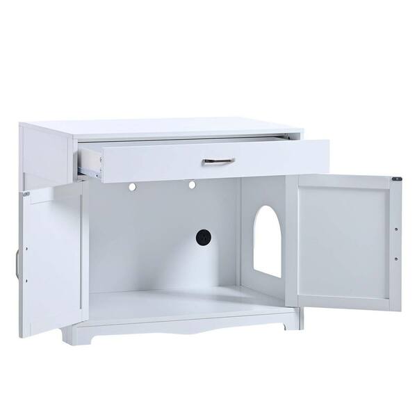 31.5 in. W x 20 in. D x 26 in. H White Linen Cabinet Cat
