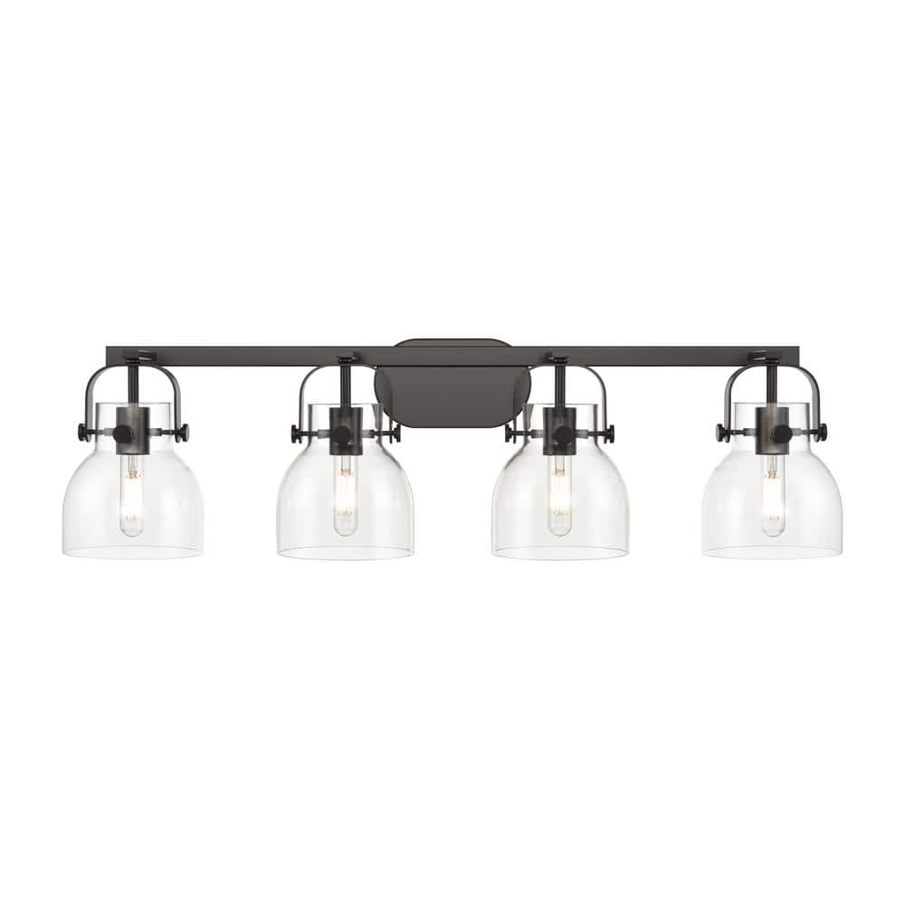 Pilaster II Bell 36.5 in. 4-Light Matte Black Vanity Light with Glass Shade price history on PriceWatchPro