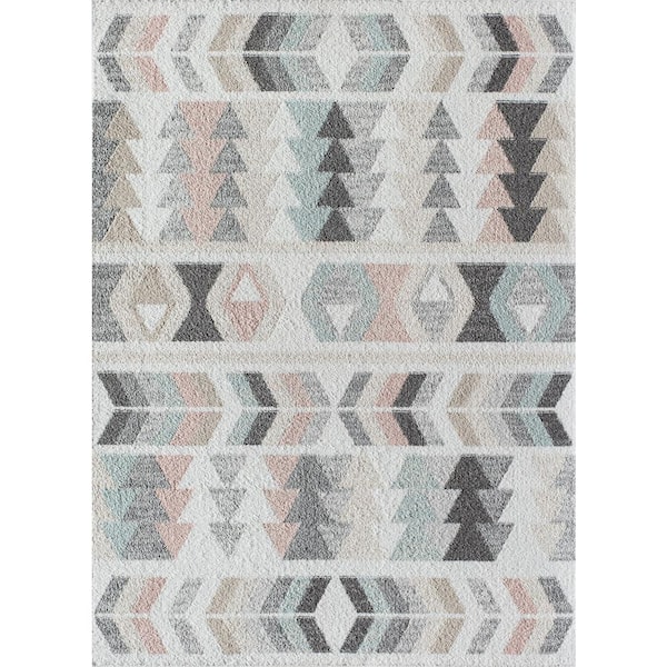 Miko Mint Lime Gray 5 ft. x 7 ft. Area Rug