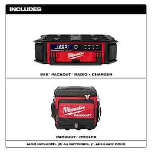 M18 Lithium-Ion Cordless PACKOUT Radio/Speaker with Built-In Charger w/15.75 in. PACKOUT Cooler Bag