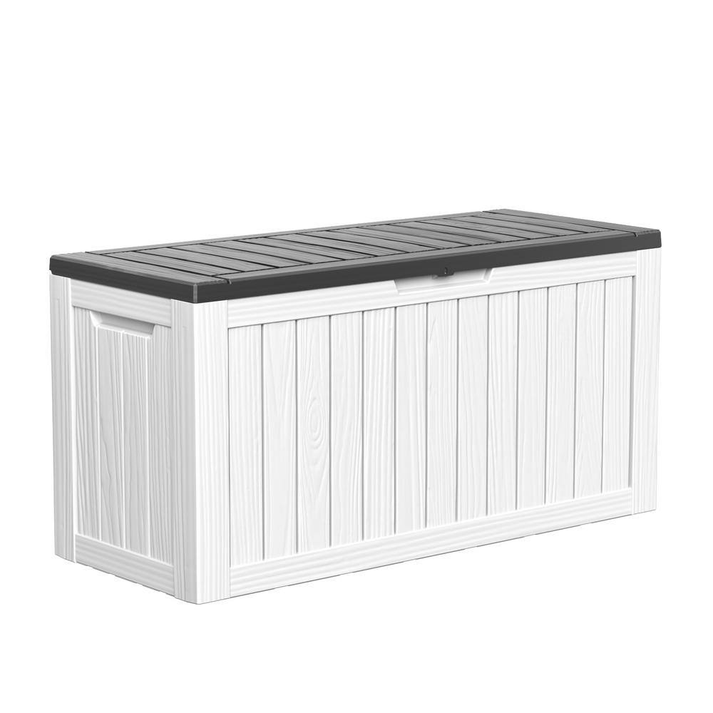 vbal 80 Gal. Resin Wood Look Outdoor Storage Deck Box with Lockable Lid