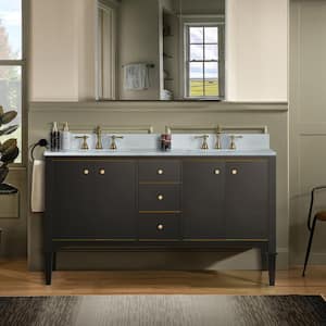 Roma 61 in. W x 22 in. D Bath Vanity in Espresso with Carrara Engineered Stone vanity top with White Basin
