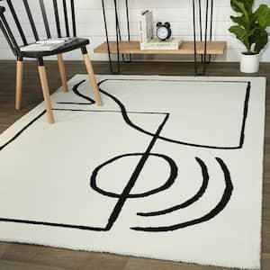 Augarde White 5 ft. 3 in. x 7 ft. Abstract Area Rug