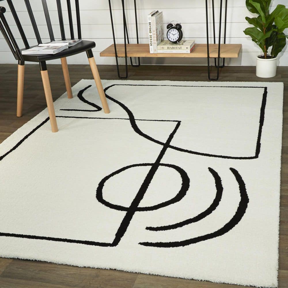 Velvety Abstract Shag Area Rug 8' x 10' in Timeless Colors